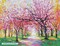 Cherry Blossom Trees Diamond Painting Kit, Fun DIY Crafts for Adults, Round Diamond Art Canvas, 17" x 13" (42.6 cm x 32.8 cm)